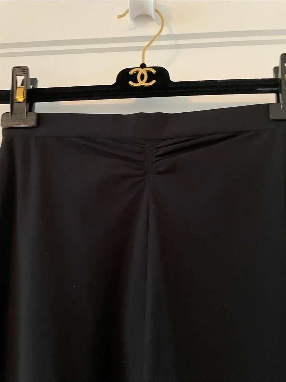 CHANEL Authentic Black Maxi Skirt with Fluid A-Line Draping